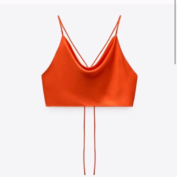 ZARA SARIN EFFECT ORANGE CROP TOP - Picture 2 of 3
